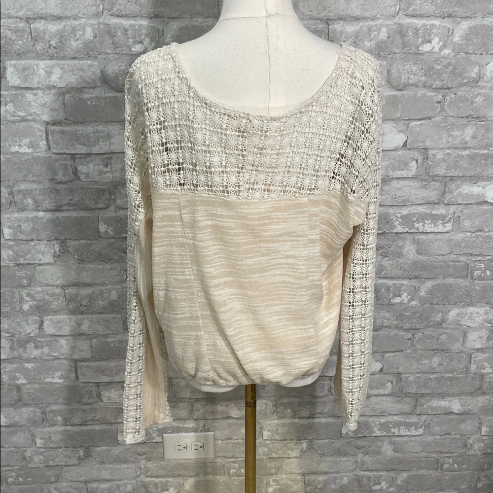 Anthropologie Meadow Rue Cream Lace Detail Blouse